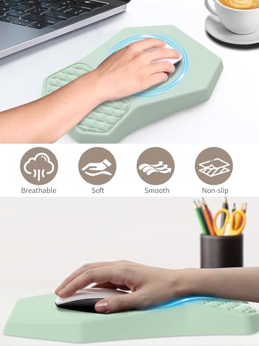 3-in-1 Ergonomic Keyboard Stand with Wrist Rest & Mouse Pad Set, Comfy Keyboard Riser Holder Soft Mousepad with Massage Design, Memory Foam and Non-Slip PU Base for Pain Relief, Light Green - color: Light Green
