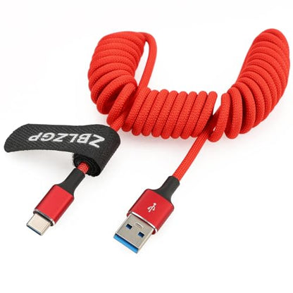 Braided USB C to USB A Cable Nylon, USB 3.0 Fast Charge & Data Transfer, for Fujifilm X-T4, Blackmagic PCC 4K, Atomos Ninja V, DJI Drone - color: Red Braided, style: USB-A to USB-C