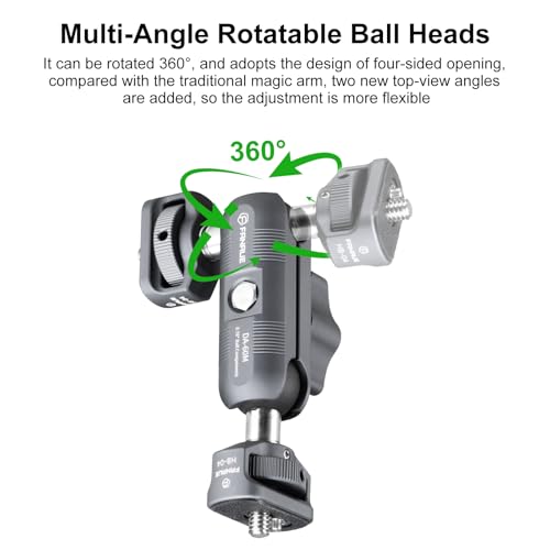FANAUE Mini Articulating Arm Mount Camera Accessories Compatible with 1/4"-20 to 1/4"-20 Connectors (with Locating Pins) Aluminum-Built Arm Offers Flexibility Connectors