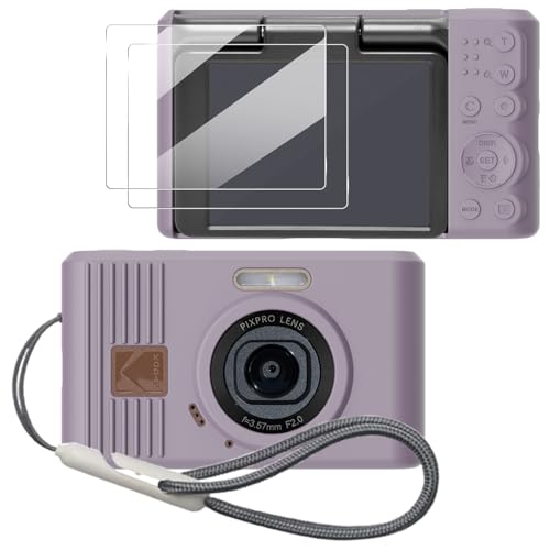 Case for Kodak PIXPRO C1 accessories,Soft Silicone Protective Case,Comes with 2 Screen Protectors and 1 Wrist Strap - Rose grey - color: Rose grey