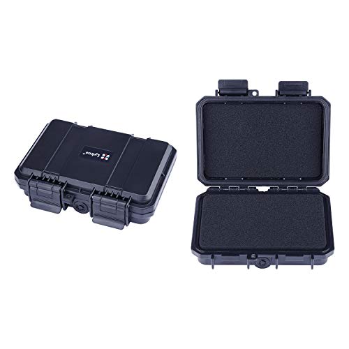 Lykus HC-1410 Mini Hard Case Dry Box with Foam Insert, Interior Size 5.51x3.54x1.46 inch, IP66 Splash-Proof, Suitable for cellphone, keys, cards, and small items - color: Black, style: Hc-1410