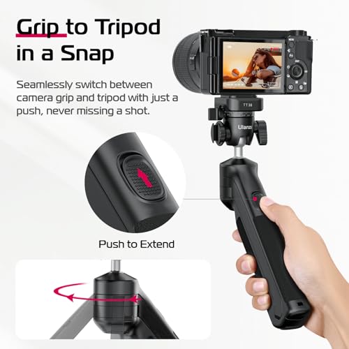 ULANZI TT38 One-Click Opening Vlogging Tripod Uka Quick-Release F38 w Cold Shoe Panoramic Ball Head w Hidden Hook, Camera Tabletop Flexible Travel Tripods for Sony/Canon/Nikon/Fujifilm and More - color: TT38 Tripod