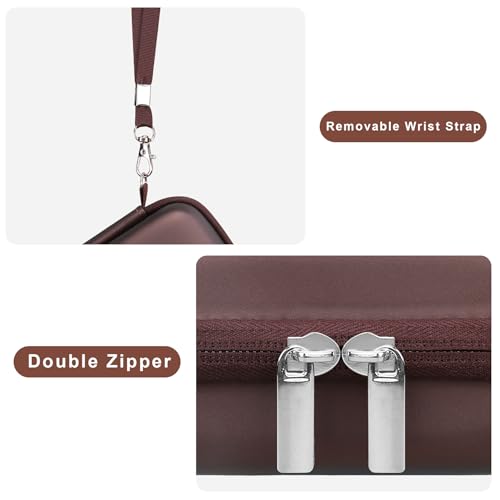 Canboc Carrying Case for Kodak PIXPRO FZ55/ FZ45 16MP Digital Camera, FZ45 Video Vlogging Camera Bag, Mesh Pocket fit Cable, SD Card, Brown (Case Only) - color: Small-Brown