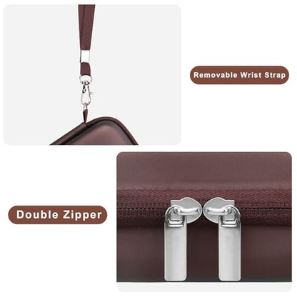 Canboc Carrying Case for Kodak PIXPRO FZ55/ FZ45 16MP Digital Camera, FZ45 Video Vlogging Camera Bag, Mesh Pocket fit Cable, SD Card, Brown (Case Only) - color: Small-Brown