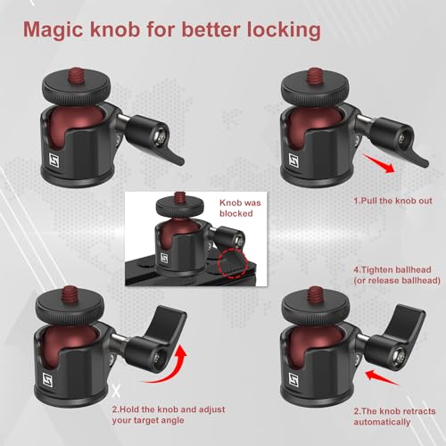 SIOTI Mini Ball Head Mount Adapter, Compatible with Monopod/Digital Card Camera/Microphone/Smart Phone/Action Camera/Flash/LCD (UM18) - color: Ultra-Mini Ball Head, size: 18mm