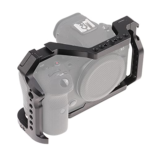 Hersmay R5 R6 Cage with Top Handle,Aluminium Alloy Camera Cage for Canon EOS R5 R6 Mirrorless Cameras, Vlogging Video Shooting Filmmaking Rig Stabilizer with 1/4" Mounting and 3/8" Arri Locating Hole - size: für Canon EOS R5 R6