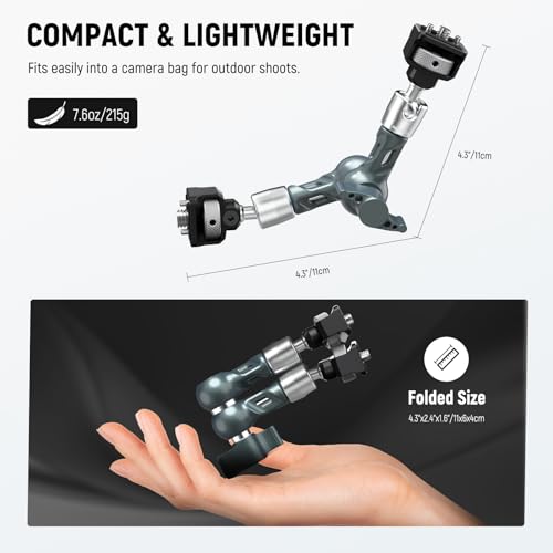 NEEWER 7" Articulating Magic Arm, Camera Monitor Mount Ball Heads Anti Twist Pins 1/4" 3/8" Screws for DSLR Action Camera Webcam Video Light Compatible with SmallRig Cage Rig, Max Load 6.6 lbs, UA082 - style: UA082