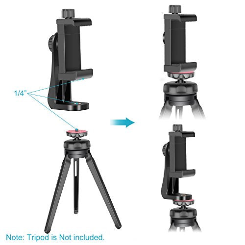 NEEWER Smartphone Holder Phone Tripod Mount Compatible with iPhone 16 15 Pro Max Plus 14 13 12 Mini Samsung Galaxy S24 S23 Ultra, Cell Phone Clip Vertical Bracket Adapter for Tripod with 1/4" Screw