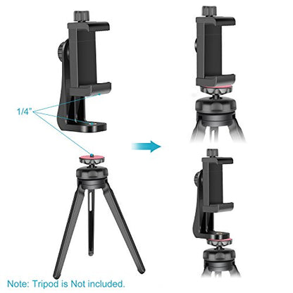 NEEWER Smartphone Holder Phone Tripod Mount Compatible with iPhone 16 15 Pro Max Plus 14 13 12 Mini Samsung Galaxy S24 S23 Ultra, Cell Phone Clip Vertical Bracket Adapter for Tripod with 1/4" Screw