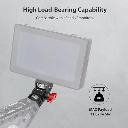 Camera Monitor Mount with 1/4″ Screw, Aluminum Field Monitor Mount for Video Light Microphone Cage, Monitor Holder 360° Swivel & 180° Tilt Damping 11lb Load Capacity (63145) - style: With Knob - 1/4″ Screw Base