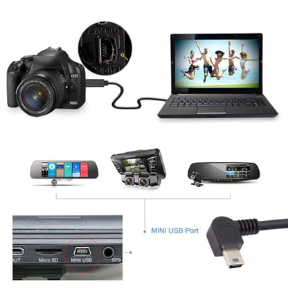 JSER Mini USB2.0 5Pin Type-B Male 90 Degree Left Angle to USB 2.0 Type-A Male Power Data Cable 480Mbps Compatible with Computer Camera Laptop Desktop MP3 MP4 (Left Angle 1.6ft/0.5m) - size: 0.5m, style: Left Angle