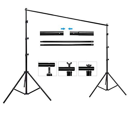 HYJ-INC Photography Umbrella Lighting Kit with 85w Led Bulb,Muslin Backdrop (White Black), Backdrop, Clips Clamp,8.5 * 10ft Photo Background Photography Stand System for Photo Video Studio Shooting