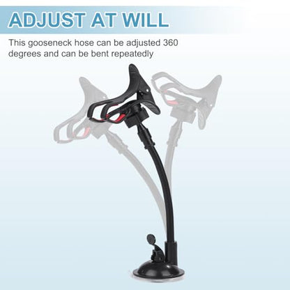 PATIKIL 9" Gooseneck, 1/4" Male to 1/4" Male Thread Metal Universal Hose Flexible Arm Gooseneck Tube Extension Holder for Action Camera Phone Microphone, Black - size: 9"