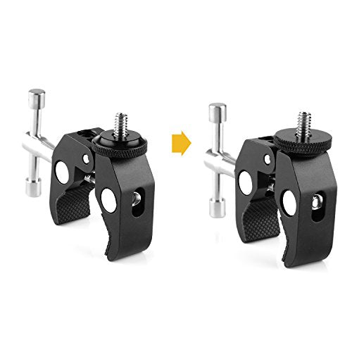 ChromLives Super Clamp Photography Camera Crab Clamp with 1/4''-20 to 1/4'' 20 Screw Converter for 15mm Rods/ Lights/ Umbrellas/Shelves/Cross Bars and More