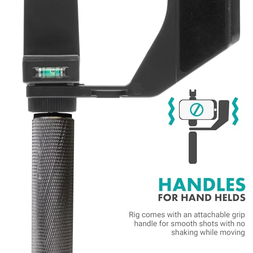 Movo Video Rig Compatible with The DJI OSMO Pocket 1, 2 - Includes Universal Smartphone Mount, Grip Handle, and 2 Cold Shoes for Mounting Microphone, Light - OSMO Pocket Microphone and Video Rig