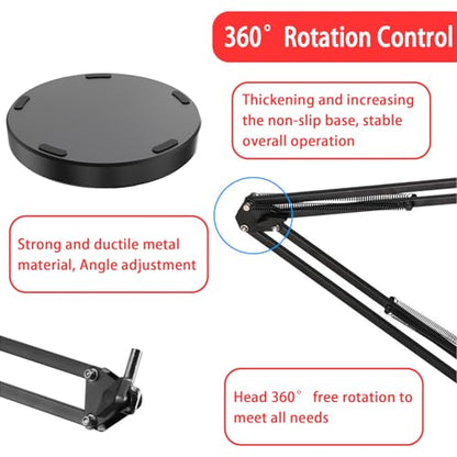 Desktop arm microphone stand, upgraded adjustable desktop microphone stand with spring microphone clip for microphones (WSMS-001)