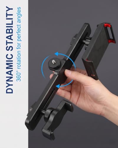 Dual Phone and Tablet Mount Adapter, 1 Set (H101 Bracket + B2 + F1 Clips), 360° Rotating Tripod Holder, Cold Shoe Mount for 1/4" Screws, Delivers Rock-Solid Stability for Hands-Free Vlogs