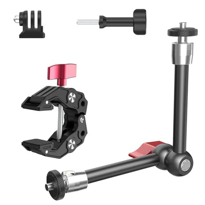 Taisioner 9.8" Magic Arm Clamp Kit with 1/4" 3/8" Screw 360° Ball Heads Articulating Arm with Super Clamp Camera Monitor Mount for Light Monitor Webcam or Camera 1.5kg for Table Tube
