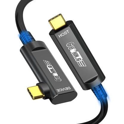 Right Angle USB C Fiber Optic Cable 33 FT, 10Gbps Active USB C Cable with German SiliconLine Chip, USB 3.2 Gen2 Long Distance for Logitech 4K Camera,VR/AR,Video Conference,Webcam,Industrial System - size: 33FT (Right Angle)
