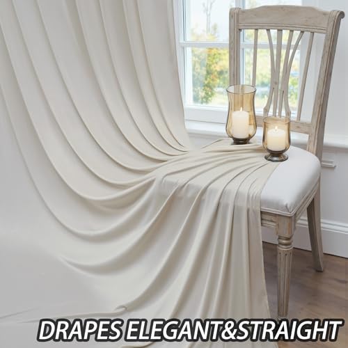 10ftx12ft Wrinkle Free Champagne Backdrop Curtain,2 Panels 12FT Height Wedding Backdrop Drapes,Silky Polyester Back Drop Cloth for Birthday Photography Background Party Backdrop Draping - color: Champagne, size: (W)5ft x (H)12ft (2 Panel)