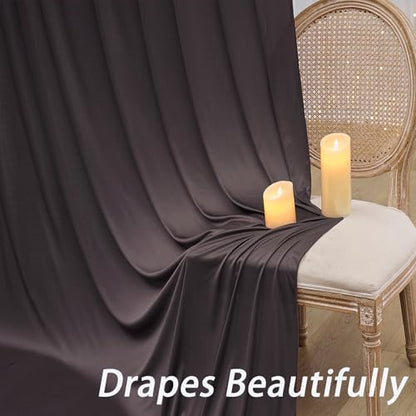 10ftx12ft Wrinkle Free Brown Backdrop Curtain, 2 Panels 12FT Height Wedding Coffe Backdrop Drapes, Silky Polyester Back Drop Cloth for Birthday Photography Background Party Backdrop Draping - color: Brown, size: (W)5ft x (H)12ft (2 Panel)