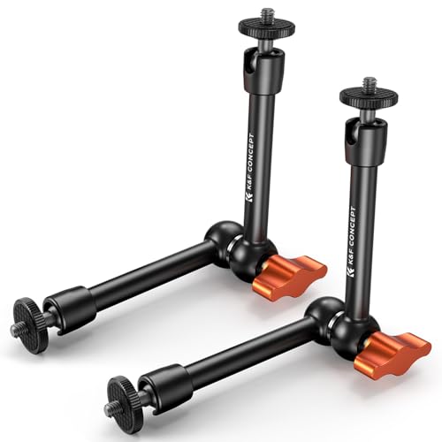 K&F CONCEPT 2-Pack 9.8" Magic Arm, 1/4" Screw Camera Mount Arm 360° Ball Heads for DSLRs, Monitor, Flash, LED Light, Microphone, Camera Cage, Action Camera - style: 9.8" Dual Arm
