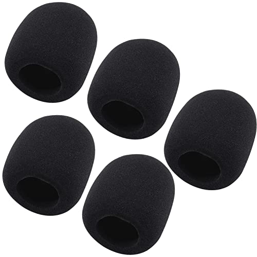 Fielect 5Pcs Microphone Cover Sponge Foam Mic Cover Handheld Microphone Windscreen Black Micro Foam Filter Cover for KTV Broadcasting - color: Black