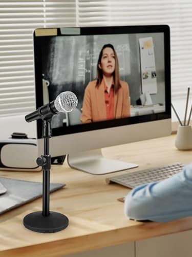 InnoGear Desktop Microphone Stand, 4 Pack Upgraded Adjustable Table Mic Stand with Mic Clip and 5/8" Male to 3/8" Female Screw for Blue Yeti Snowball Spark & Other Microphone