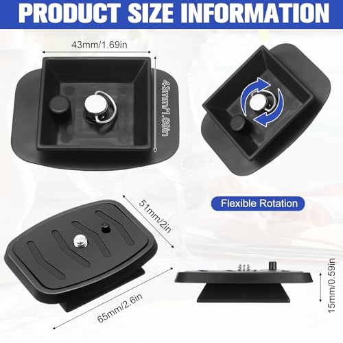TOODOO 2 Pack 41mm and 43mm Tripod Quick Release Plate Camera Mounting Adapter, 2 Sizes QR Release Camera Tripod Ball Head Parts Replacement Compatible with Ambico V0552 V0554, Sunpak,Kalimar - size: 41mm and 43mm