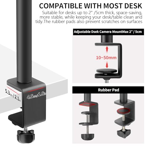 Camera Desk Mount Table Stand with Ball Head, Adjustable Light Stand with 1/4" Screw & C Clamp for DSLR Camera, Ring Light, Live Streaming, Photo Video Shooting - size: TL253H9