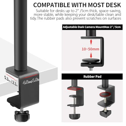Camera Desk Mount Table Stand with Ball Head, Adjustable Light Stand with 1/4" Screw & C Clamp for DSLR Camera, Ring Light, Live Streaming, Photo Video Shooting - size: TL253H9