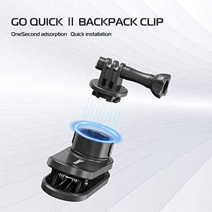 ULANZI Backpack Mount for Action Camera, Go Quick II Magnetic Suction Clip Clamp Mount Quick Release Shoulder Strap Holder Universal Accessories for Max Hero 13 12 11 10 9 8 7 6 5 Black DJI Action