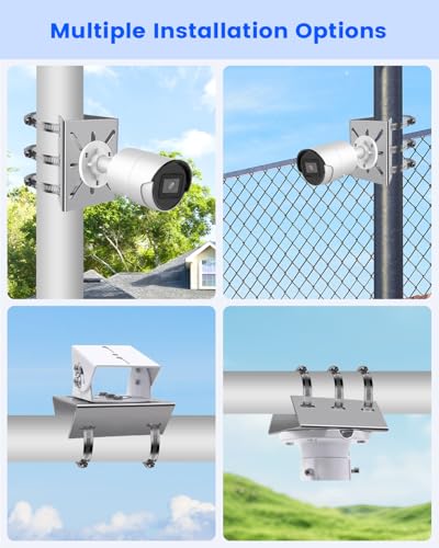 Metal Universal Vertical Pole Mounting Bracket for Security Cameras, Stainless Steel Corner Adapter with 8 Loops, Metal Holder for CCTV Cameras - size: 2 Pack