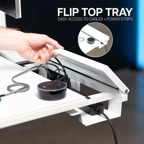 VIVO White 60 x 30 in Standing Desk, DESK-KIT-1W6-P3W | Electric, Holds 220 lbs, Sit Stand, Height Adjustable, Cable Tray, Full-Size Mouse Pad, Office Furniture, White Frame - color: White Top / White Frame, size: 60 x 30
