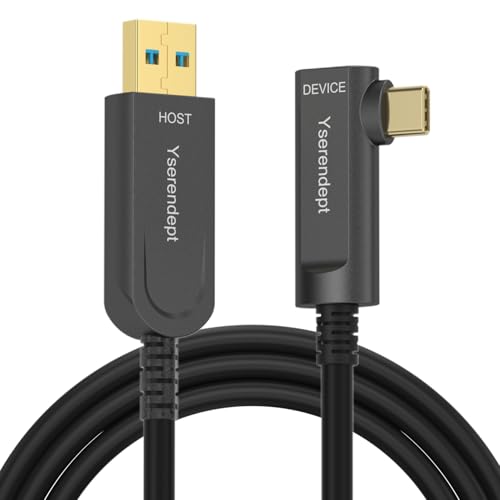 USB C Cable 33ft Right Angle,Fiber Optic USB 3.2 Gen2 10Gbps Active Optical Long Distance USB A to C Cord for Webcams,4K Cameras,VR/AR,Hubs,HDDs,Projectors & Medical Systems - size: 33ft, style: Right Angle USB A to C