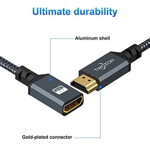 Twozoh HDMI Extender, 3.3FT HDMI Male to Female Nylon Braided Cable, 4K@60Hz 3D HDR Support - color: 4K 1-PACK, size: 3.3 FT