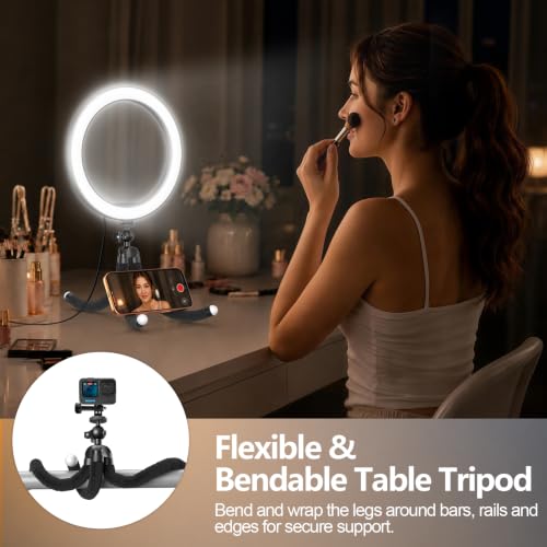 EMART 10’’ Ring Light with 55’’ Extendable Tripod Stand & Phone Holder, 16 RGB Colors Modes, 10 Dimmable Levels LED Circle Selfie Lights with Wireless Remote for Makeup Streaming YouTube TikTok