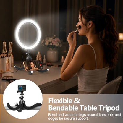 EMART 10’’ Ring Light with 55’’ Extendable Tripod Stand & Phone Holder, 16 RGB Colors Modes, 10 Dimmable Levels LED Circle Selfie Lights with Wireless Remote for Makeup Streaming YouTube TikTok