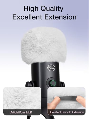 SUNMON Blue Yeti Microphone Pop Filter, Mic Cover Furry Foam for Blue Yeti, Fifine AM8, HyperX SoloCast, Razer Seiren V3 Mini Microphones and Most Mic (White)