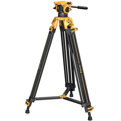 SmallRig AD-01 73''/186cm Heavy-Duty Fluid Head Tripod Bumblebee Edition, 8kg/17.6lb Load Capacity, +90° to -60° Tilt Range, Quick Release Plate for MFT for DJI - style: Bumblebee Edition