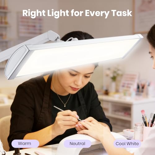 Neatfi 3,500 Lumens LED Desk Lamp – 45W Dimmable Task Light | Adjustable Color Temperature | 3 Light Modes | 540 SMD LEDs | Reading, Craft, Workbench & Office (White-2, 26-Inch Wide Shade) - color: White-2