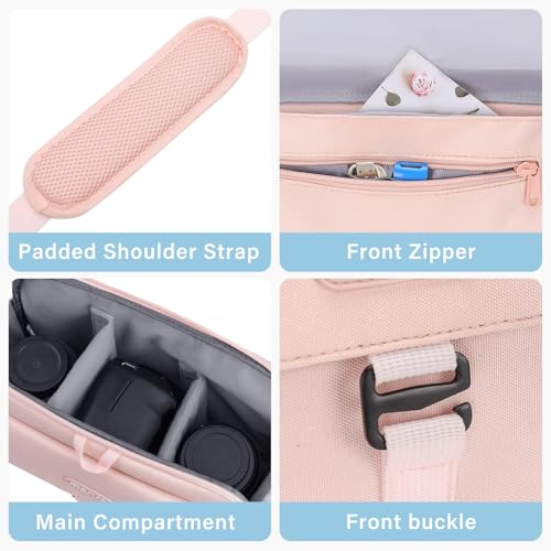 MOSISO Camera Shoulder Bag Case Crossbody Sling Purse, DSLR/SLR/Mirrorless Compact Padded Photography Handbag with Rain Cover Compatible with Canon/Nikon/Sony Cameras and Lenses, Pink - color: Pink