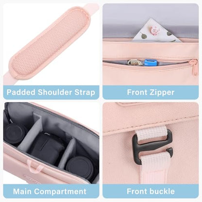 MOSISO Camera Shoulder Bag Case Crossbody Sling Purse, DSLR/SLR/Mirrorless Compact Padded Photography Handbag with Rain Cover Compatible with Canon/Nikon/Sony Cameras and Lenses, Pink - color: Pink