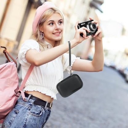 Leayjeen Hard EVA Camera Case Compatible with Canon PowerShot ELPH/IXUS, Kodak Pixpro FZ55/FZ45, Nikon Coolpix, Small Digital Camera, Shockproof Protective Camera Bag with Hand Strap-Black(Case Only) - color: Black