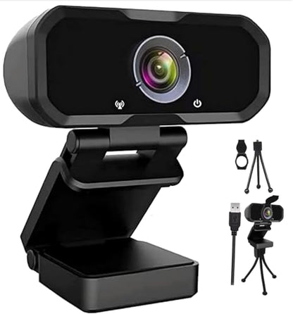 Webcam 1080p HD Computer Switch 2 Camera - Microphone Laptop USB PC Webcam with Tripod Stand, 110 Degree Live Streaming Widescreen Recording Pro Video Web Camera for Calling, Conferencing