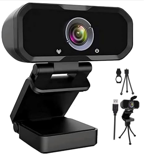 Webcam 1080p HD Computer Switch 2 Camera - Microphone Laptop USB PC Webcam with Tripod Stand, 110 Degree Live Streaming Widescreen Recording Pro Video Web Camera for Calling, Conferencing