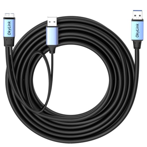 OkyLink Active USB 3.0 A to Micro-B Cable, Male to Male, 5Gbps, 15ft | 5M, 3.2 Gen 1, for External Hard Drive HDD SSD - color: Gray USB3.0, size: 15ft (5m)