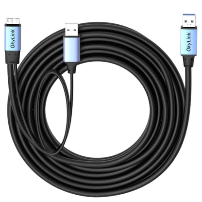 OkyLink Active USB 3.0 A to Micro-B Cable, Male to Male, 5Gbps, 15ft | 5M, 3.2 Gen 1, for External Hard Drive HDD SSD - color: Gray USB3.0, size: 15ft (5m)