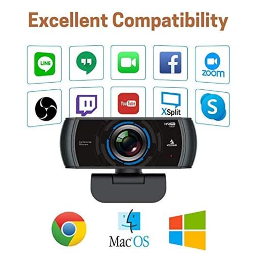 NexiGo N980P 1080P 60FPS Webcam with Microphone and Software Control, USB Computer Camera, Built-in Dual Noise Reduction Mics, 120° Wide-Angle for Zoom/Skype/FaceTime/Teams, PC Mac Laptop Desktop - style: Webcam 60FPS