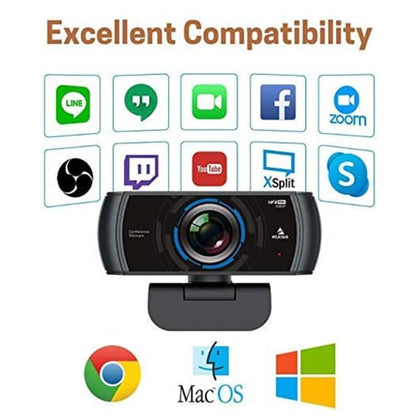 NexiGo N980P 1080P 60FPS Webcam with Microphone and Software Control, USB Computer Camera, Built-in Dual Noise Reduction Mics, 120° Wide-Angle for Zoom/Skype/FaceTime/Teams, PC Mac Laptop Desktop - style: Webcam 60FPS